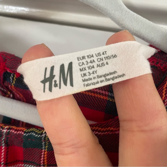 H&M Christmas red tartan plaid toddler girl's dress bundle size 3-4 - Picture 5 of 13